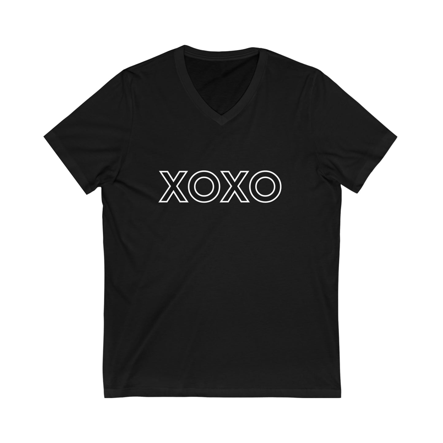 Unisex Jersey Short Sleeve V-Neck Tee XOXO - Black and White