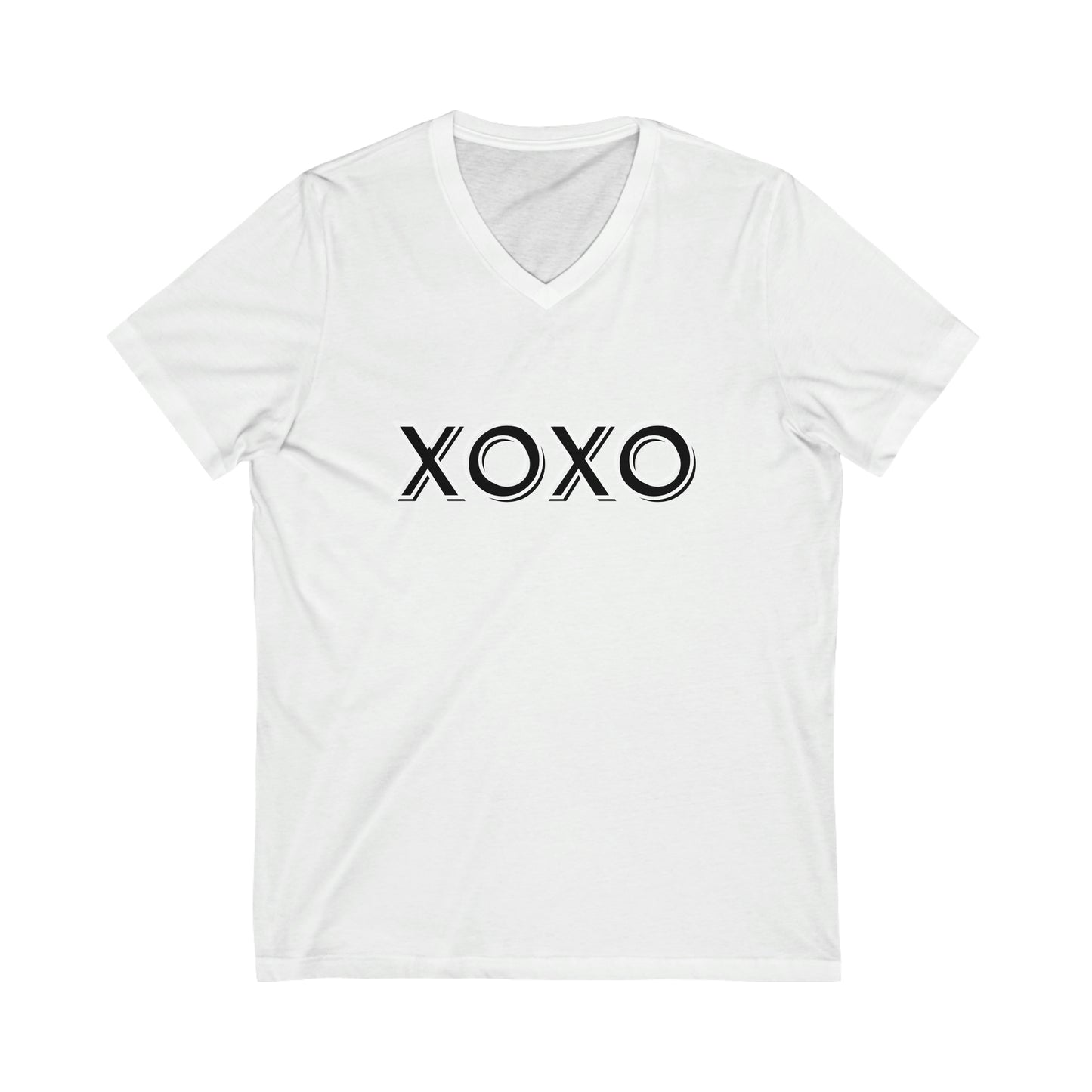 Unisex Jersey Short Sleeve V-Neck Tee XOXO - Black and White