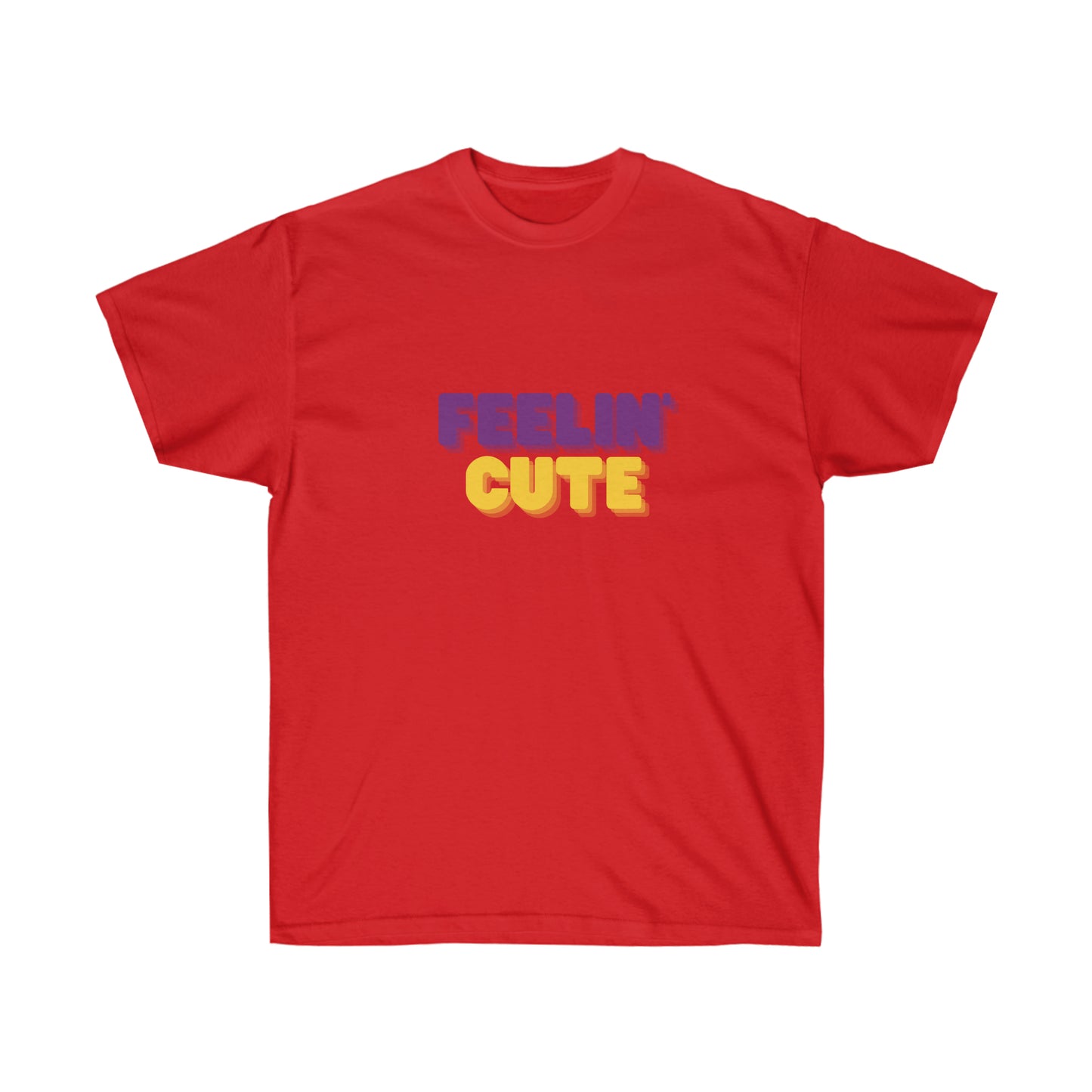 Unisex Ultra Cotton Tee Feelin' Cute - Purple and Yellow