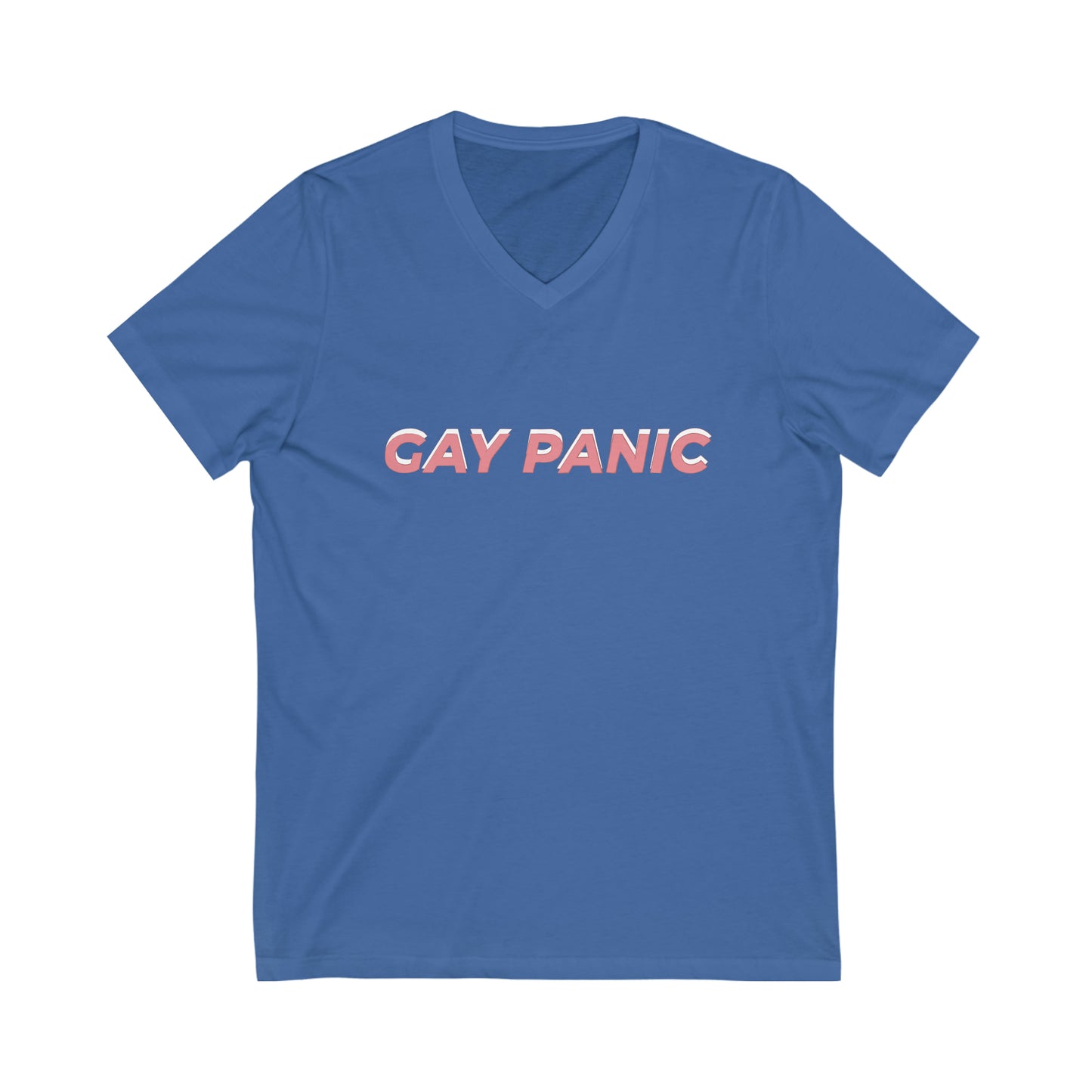 Unisex Jersey Short Sleeve V-Neck Tee Gay Panic Light