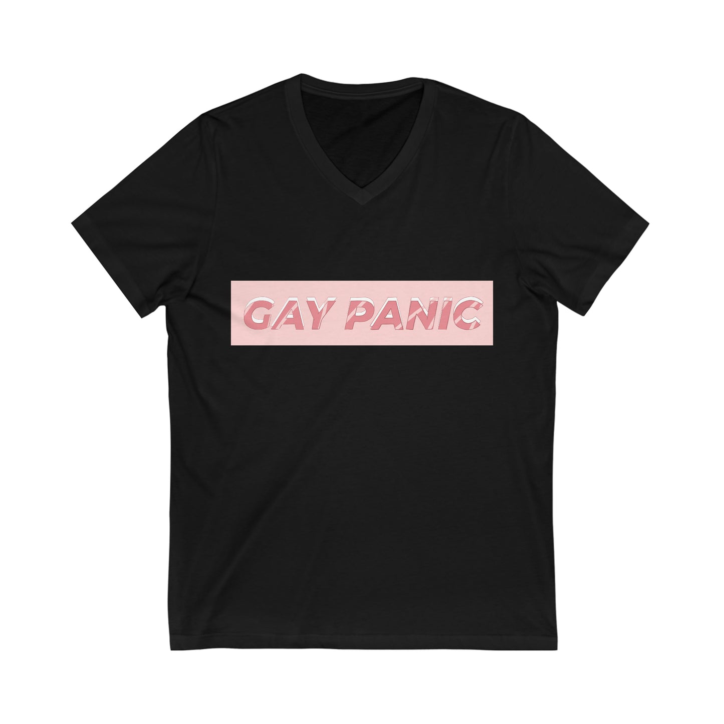 Unisex Jersey Short Sleeve V-Neck Tee Gay Panic Stripes
