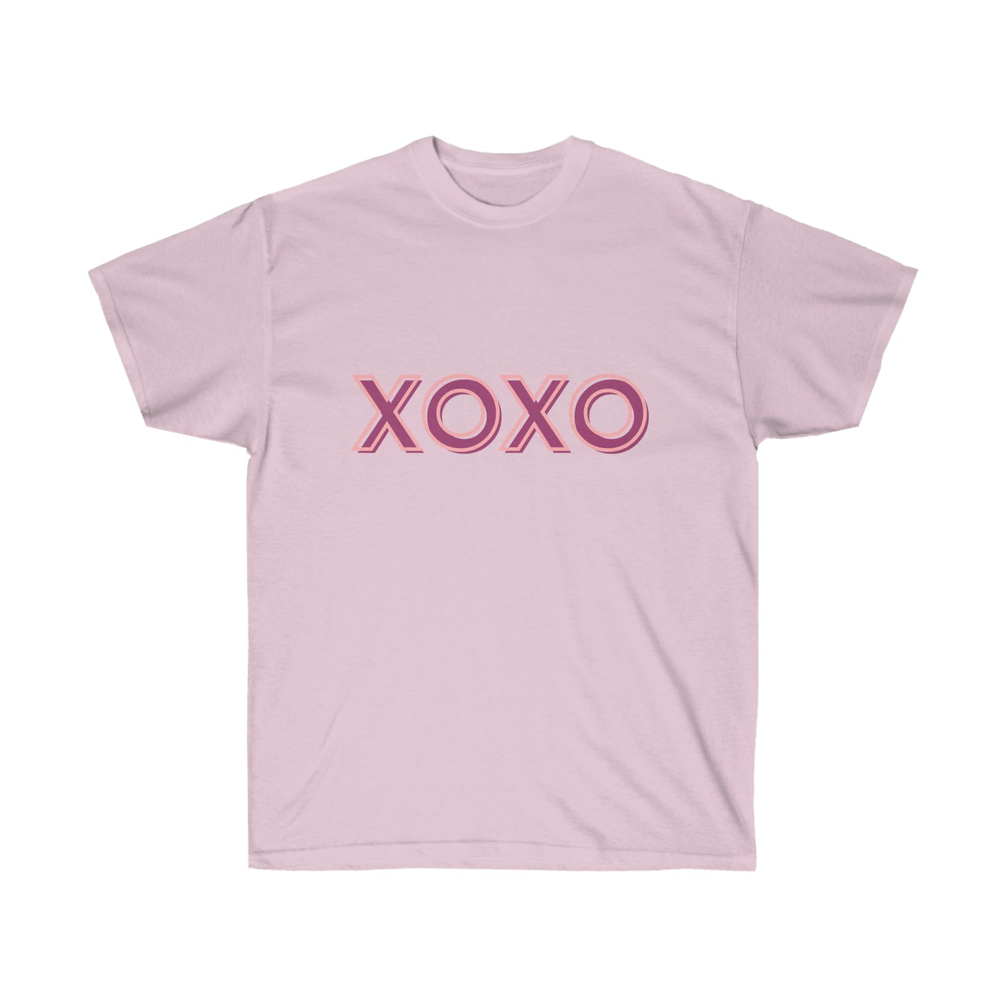Unisex Ultra Cotton Tee XOXO - Purple and Pink