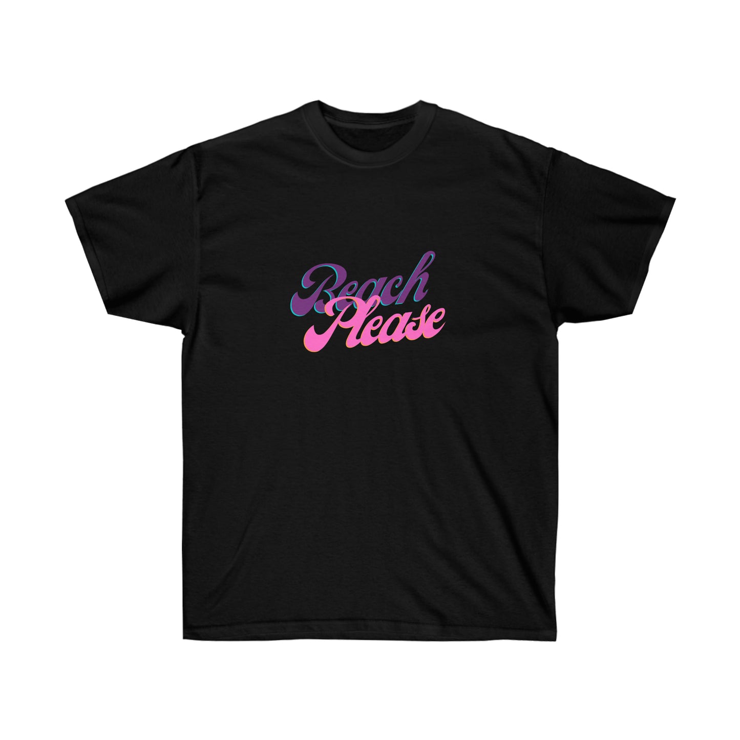 Unisex Ultra Cotton Tee Beach Please - Purple and Pink