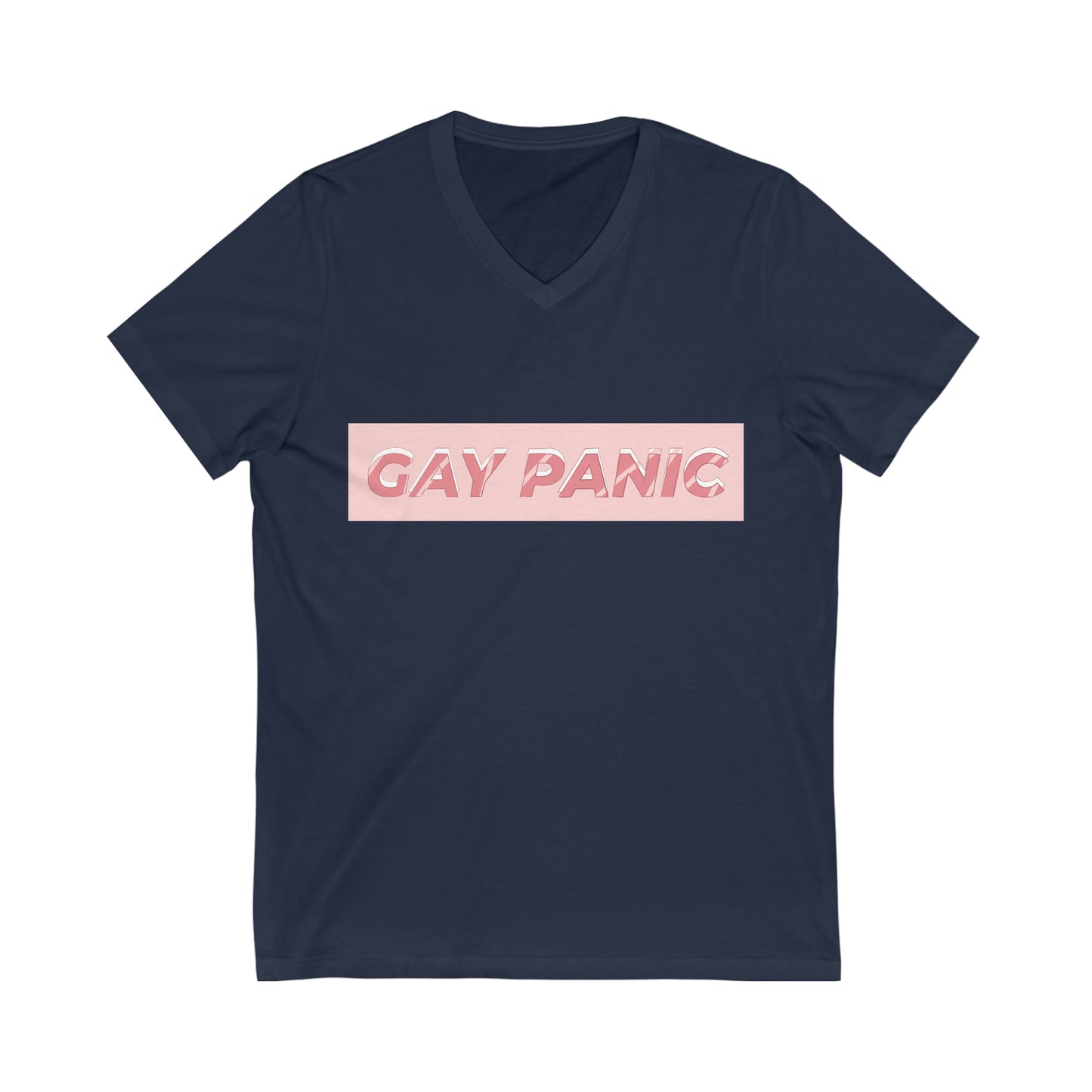 Unisex Jersey Short Sleeve V-Neck Tee Gay Panic Stripes