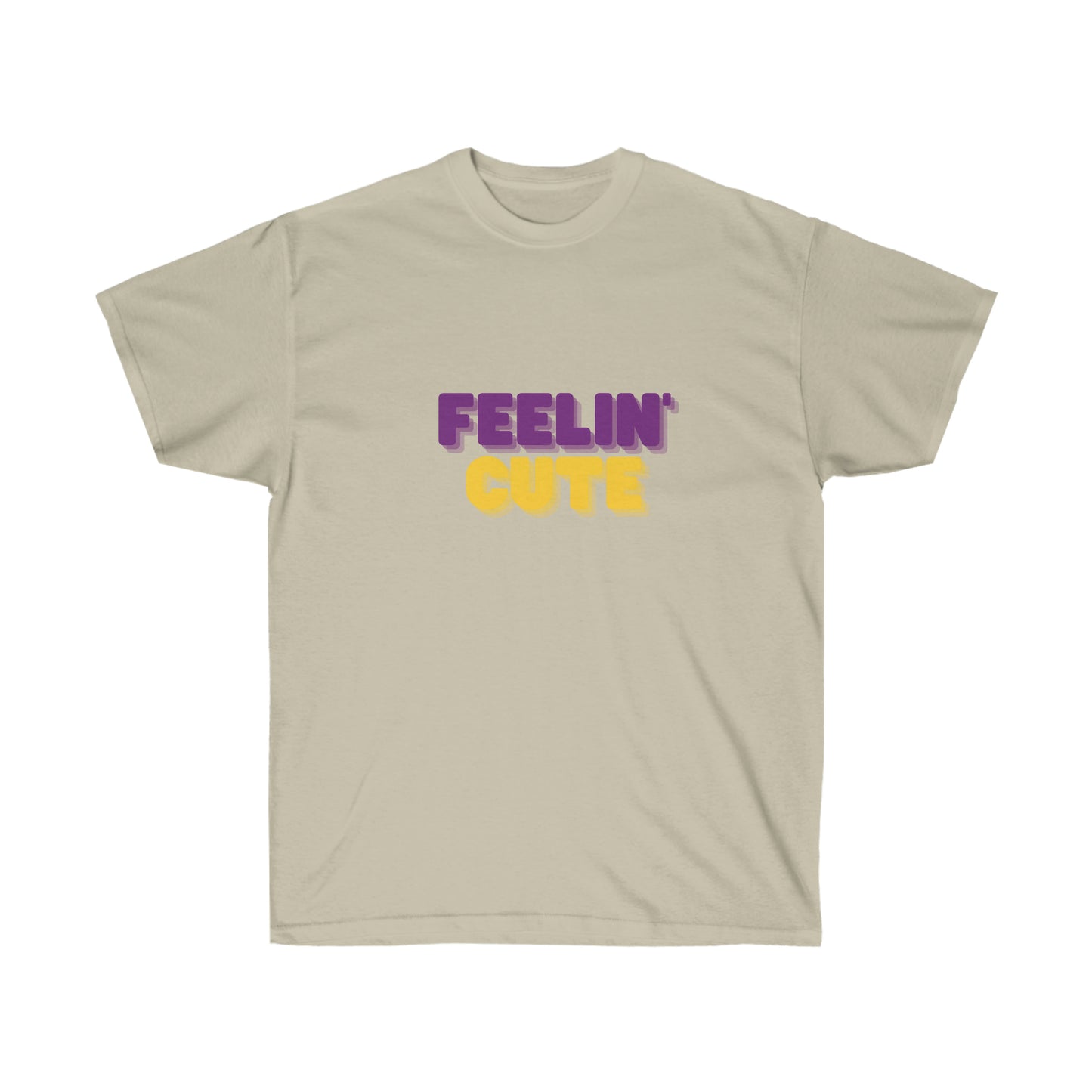 Unisex Ultra Cotton Tee Feelin' Cute - Purple and Yellow