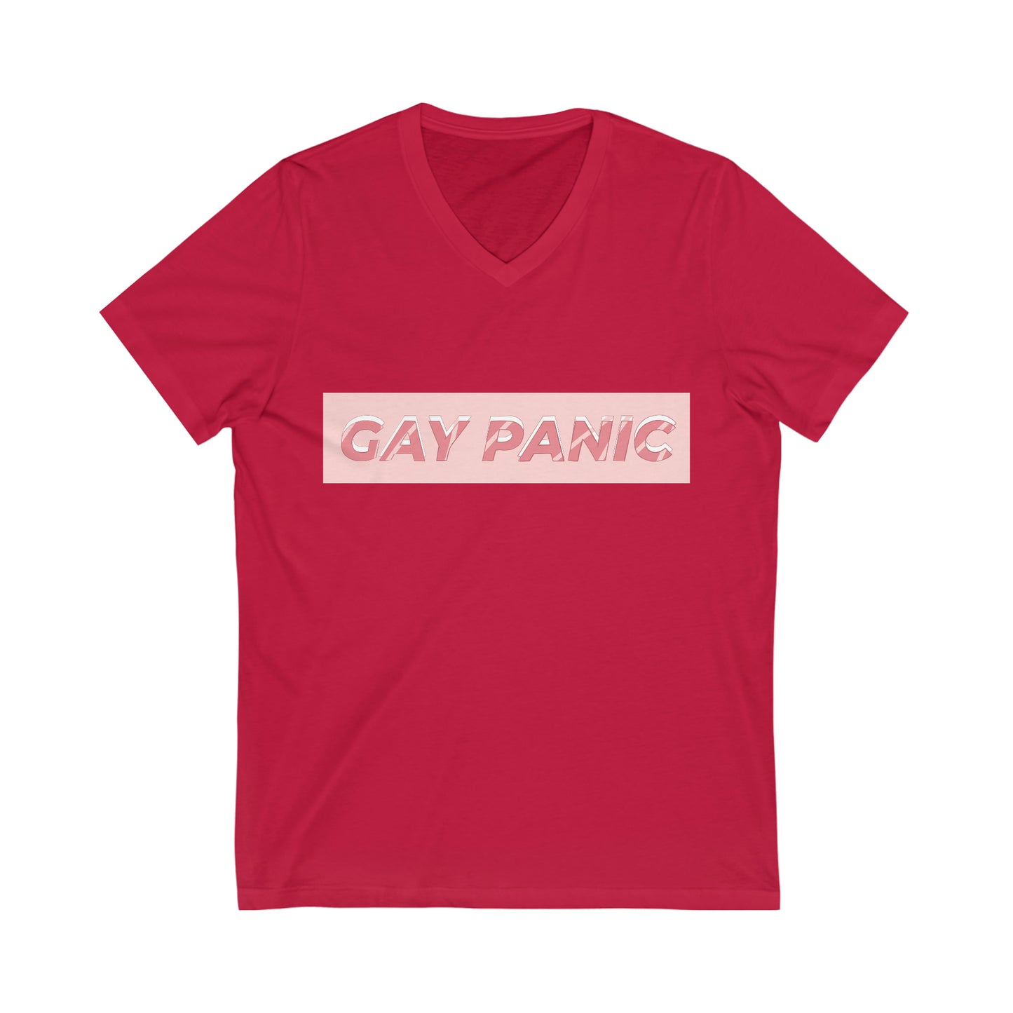 Unisex Jersey Short Sleeve V-Neck Tee Gay Panic Stripes