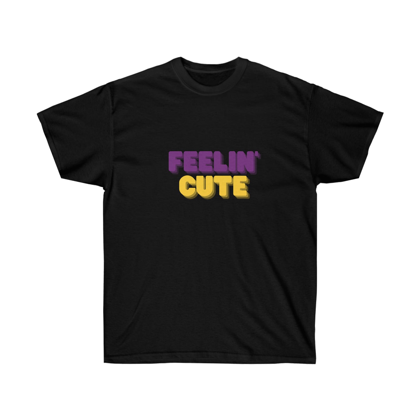 Unisex Ultra Cotton Tee Feelin' Cute - Purple and Yellow