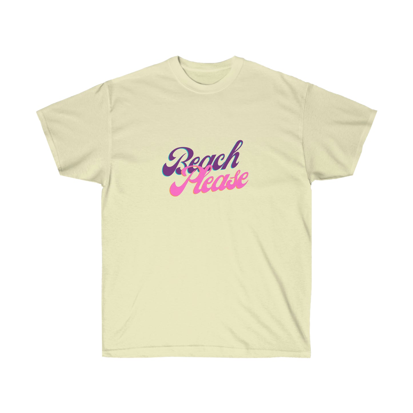 Unisex Ultra Cotton Tee Beach Please - Purple and Pink