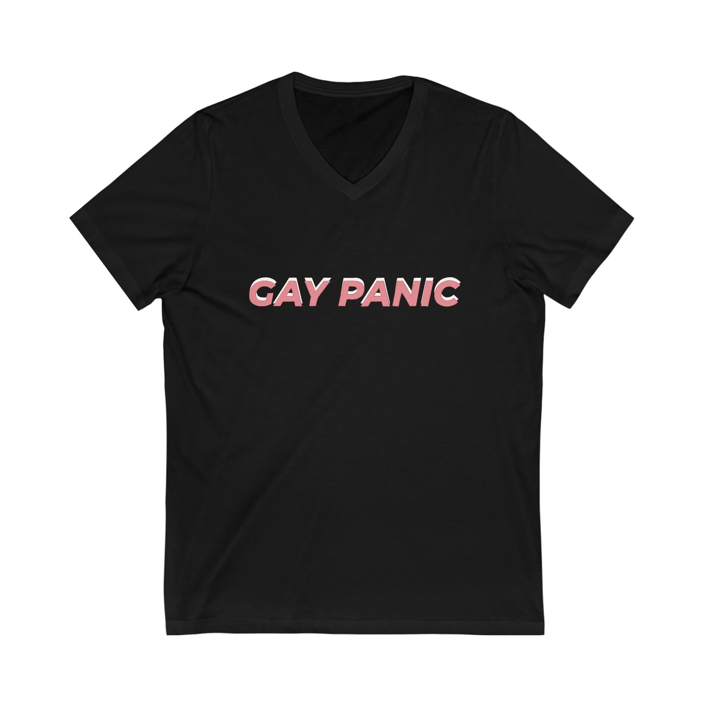 Unisex Jersey Short Sleeve V-Neck Tee Gay Panic Light