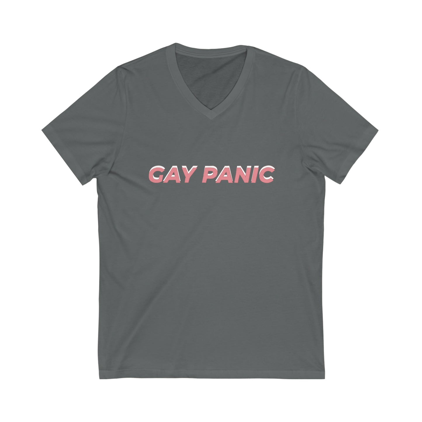 Unisex Jersey Short Sleeve V-Neck Tee Gay Panic Light