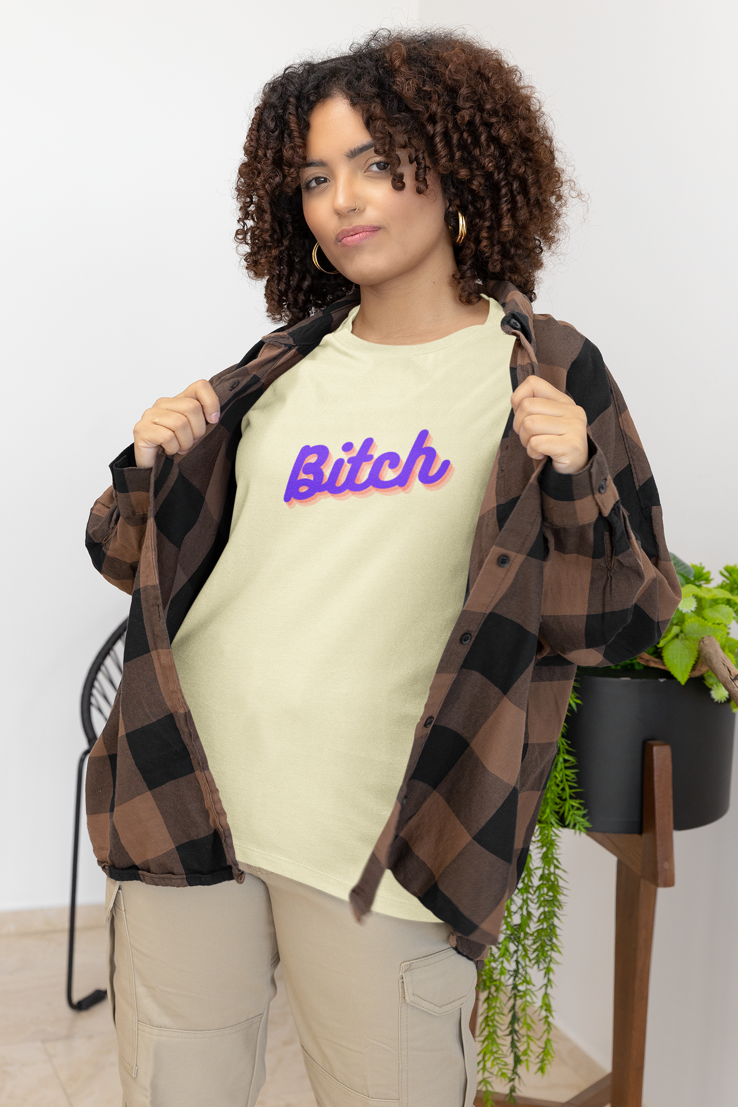 Unisex Ultra Cotton Tee Bitch - Neon Blue and Pink