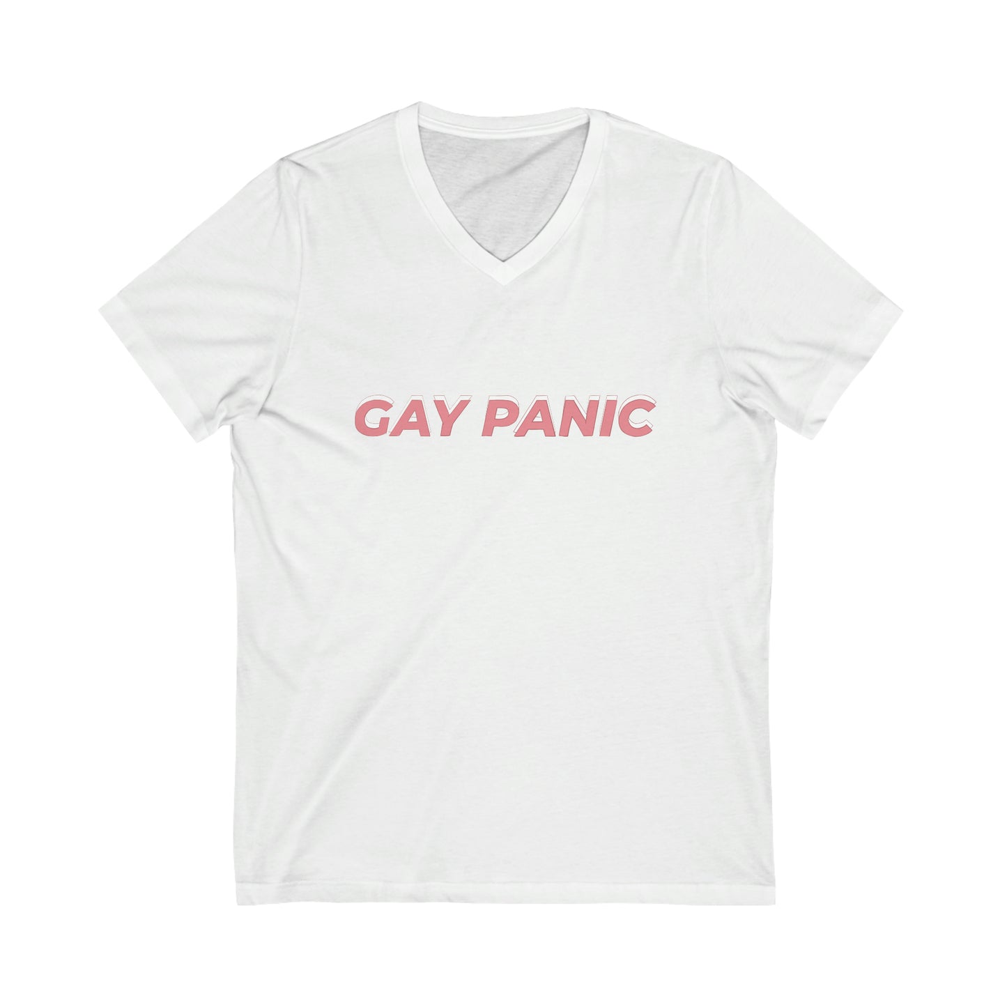 Unisex Jersey Short Sleeve V-Neck Tee Gay Panic Light
