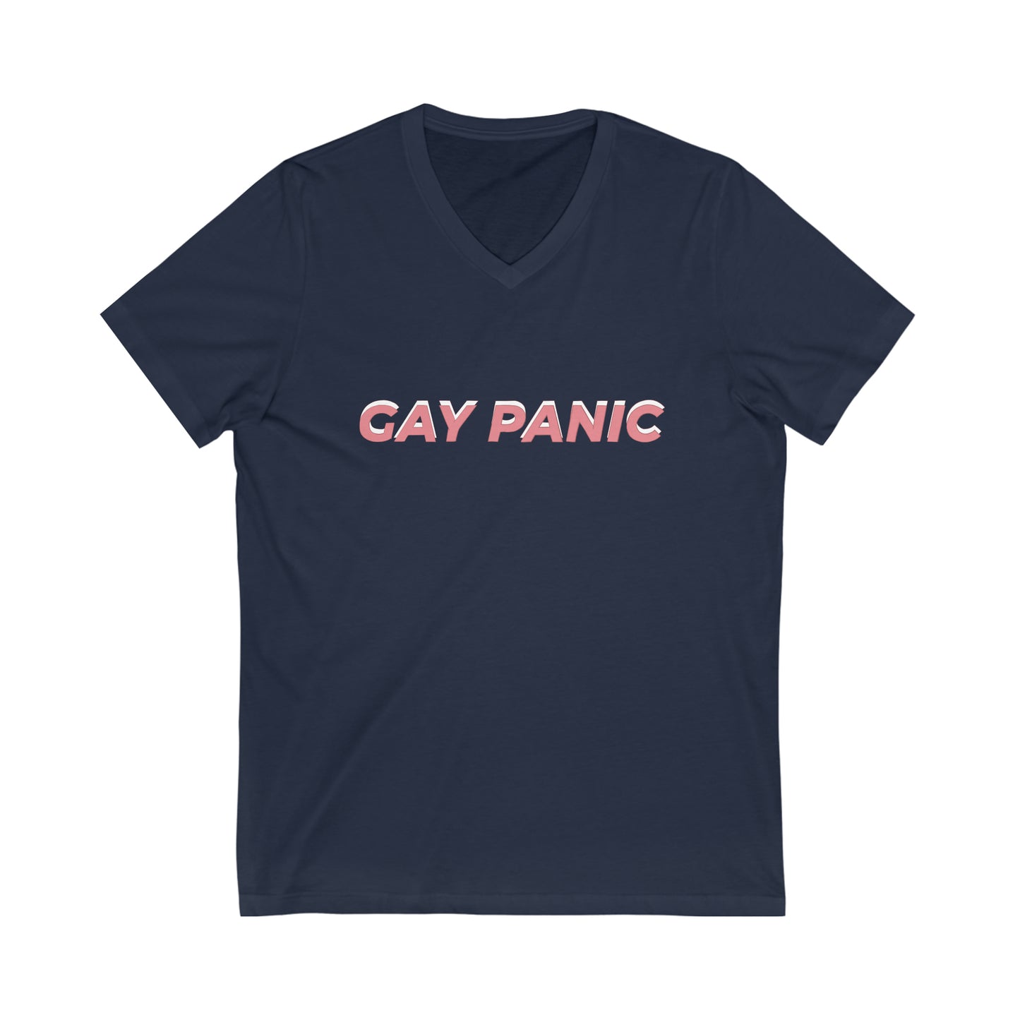 Unisex Jersey Short Sleeve V-Neck Tee Gay Panic Light