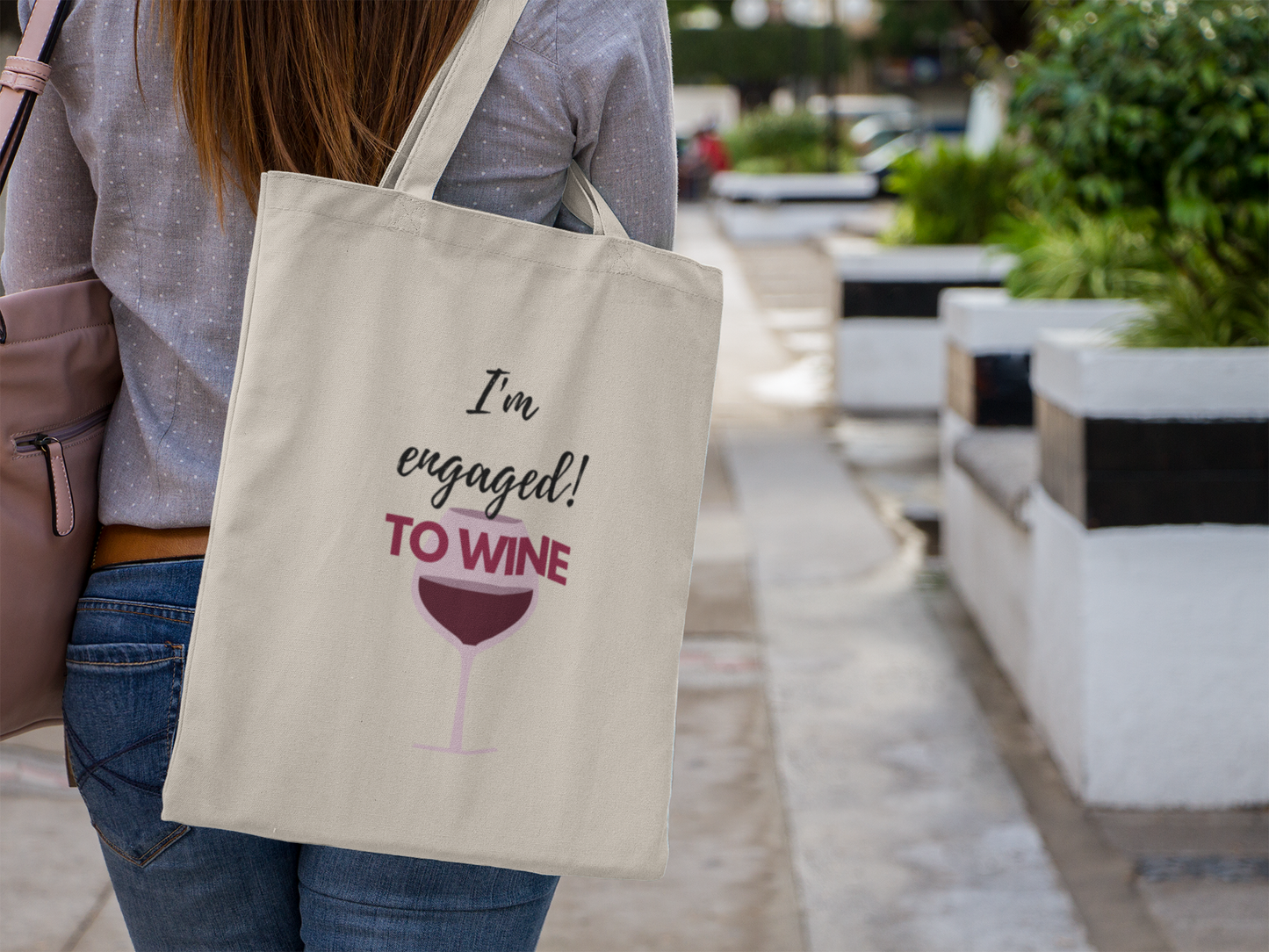 Canvas Tote Bag, I'm Engaged to Wine