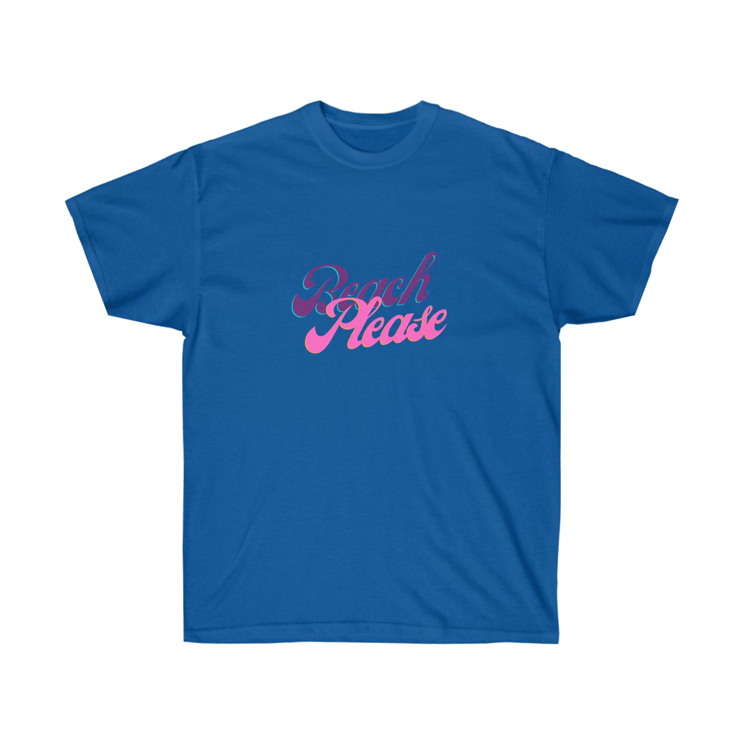 Unisex Ultra Cotton Tee Beach Please - Purple and Pink