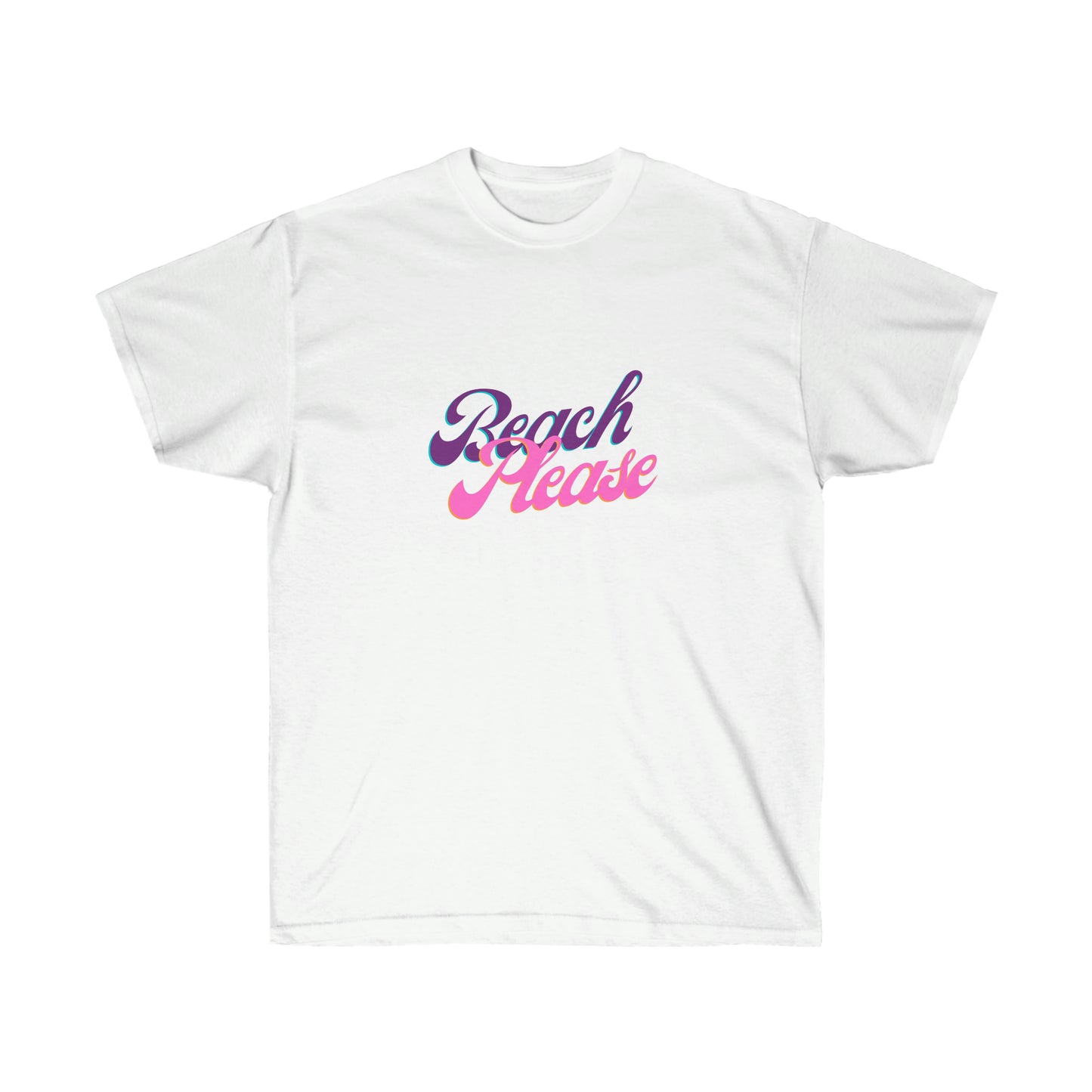 Unisex Ultra Cotton Tee Beach Please - Purple and Pink