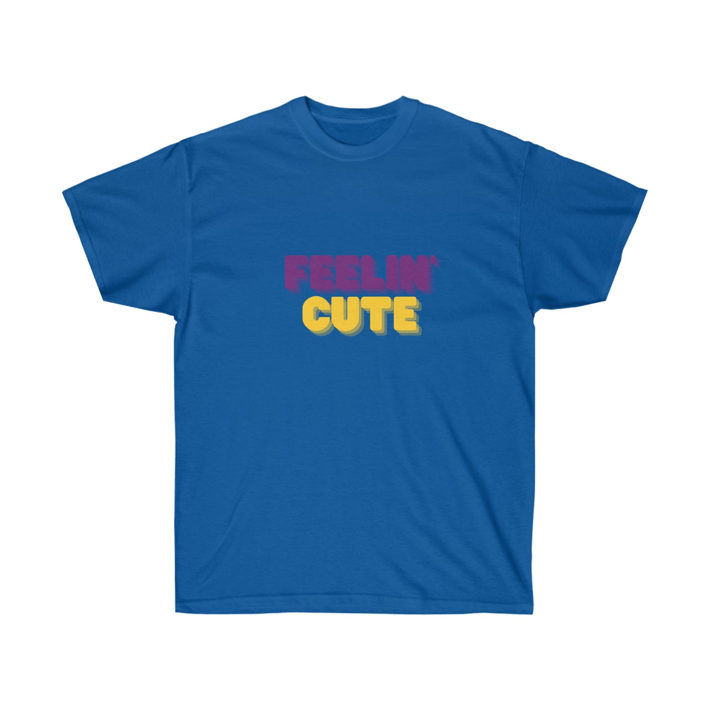 Unisex Ultra Cotton Tee Feelin' Cute -  Purple and Yellow