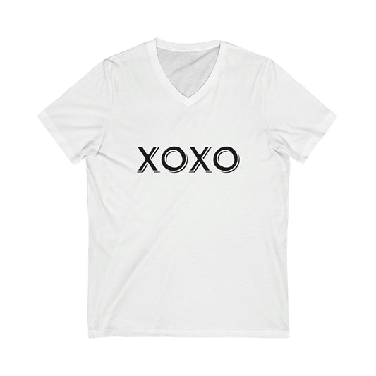 Unisex Jersey Short Sleeve V-Neck Tee XOXO - Black and White