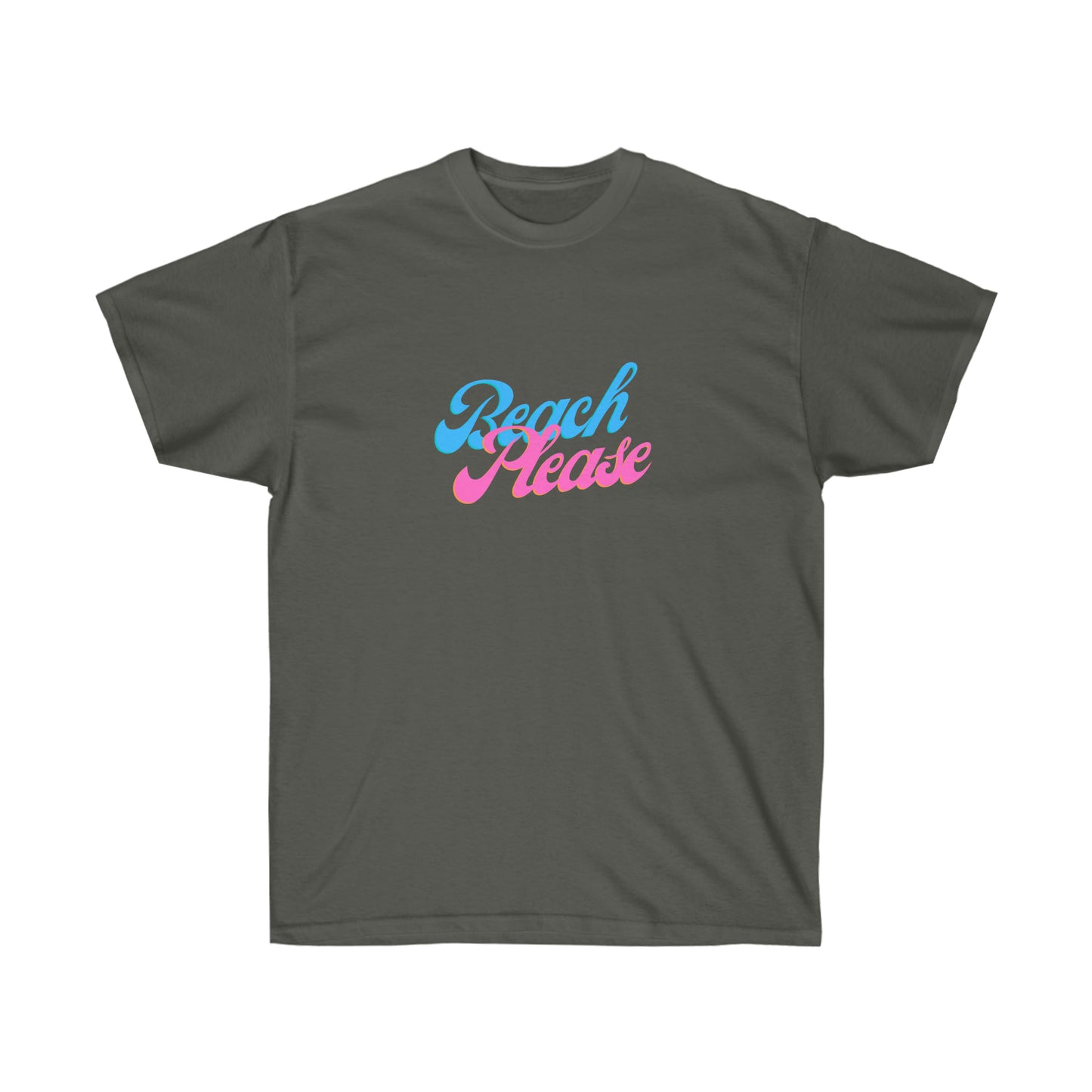 Unisex Ultra Cotton Tee Beach Please - Blue and Pink