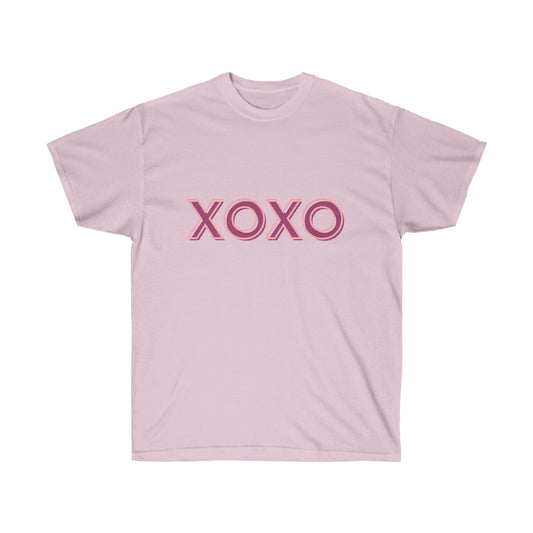 Unisex Ultra Cotton Tee XOXO - Purple and Pink