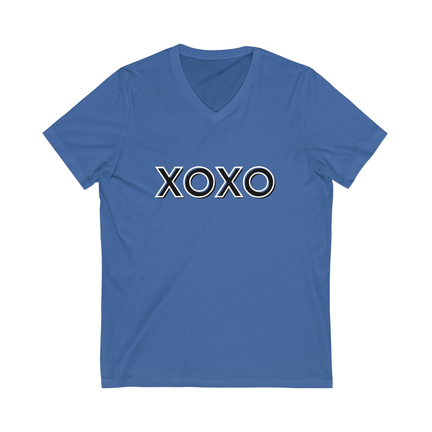 Unisex Jersey Short Sleeve V-Neck Tee XOXO - Black and White