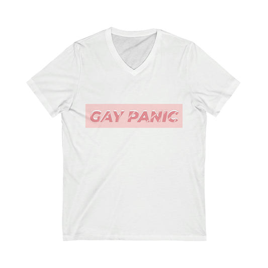 Unisex Jersey Short Sleeve V-Neck Tee Gay Panic Stripes