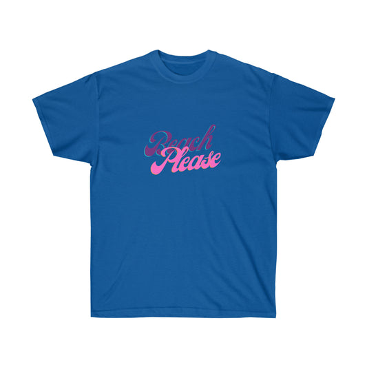 Unisex Ultra Cotton Tee Beach Please - Purple and Pink
