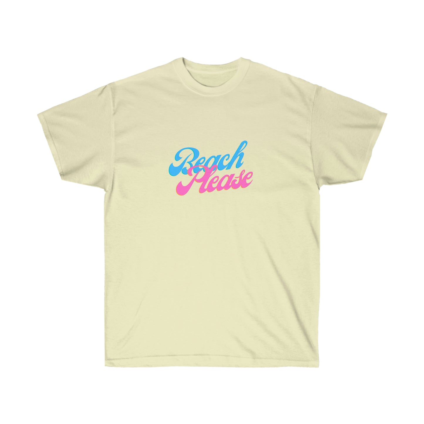 Unisex Ultra Cotton Tee Beach Please - Blue and Pink