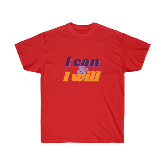 Unisex Ultra Cotton Tee I can & I will - Purple and Orange